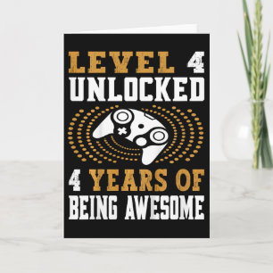 Kids Level 4 Unlocked Video Game 4th Birthday Card