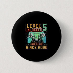 Kids Level 5 Unlocked 5th Birthday 5 Year Old Boy 6 Cm Round Badge