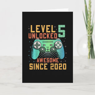 Kids Level 5 Unlocked 5th Birthday 5 Year Old Boy Card