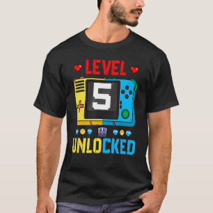 Kids Level 5 Unlocked 5th Birthday Gaming Awesome T-Shirt