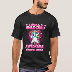 Kids Level 5 Unlocked Awesome Since 2016 Dabbing U T-Shirt