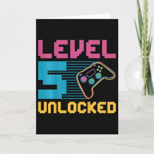 Kids Level 5 Unlocked Gaming Birthday  Card