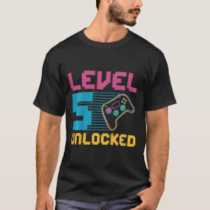Kids Level 5 Unlocked Gaming Birthday T-Shirt