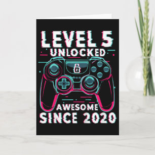 Kids Level 5 Unlocked Video Game 5th Birthday Game Card