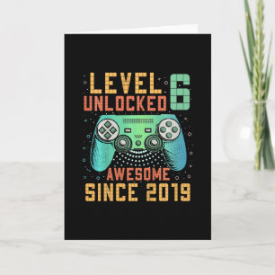 Kids Level 6 Unlocked 6th Birthday 6 Year Old Boy  Card