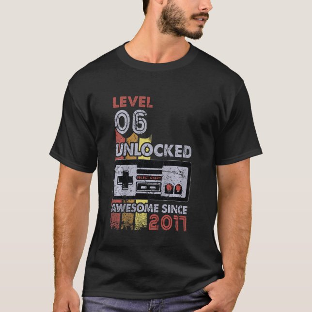 Kids Level 6 Unlocked Gamer 6th Birthday  Video Ga T-Shirt (Front)