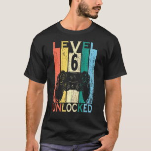 Kids Level 6 Unlocked Retro Video Gamer 6th Birthd T-Shirt