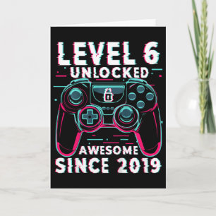 Kids Level 6 Unlocked Video Game 6th Birthday Game Card