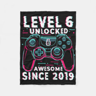 Kids Level 6 Unlocked Video Game 6th Birthday Game Fleece Blanket
