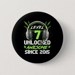 Kids Level 7 Unlocked Awesome Since 2015 7th Birth 6 Cm Round Badge