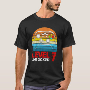 Kids Level 7 Unlocked Video Gamer 7th Birthday Me T-Shirt