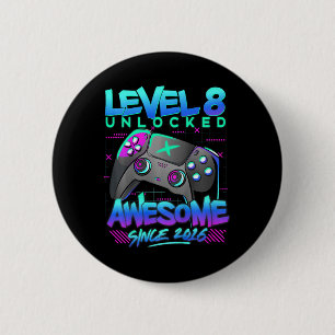 Kids Level 8 Unlocked 8 Years Old Boy Birthday Gif 6 Cm Round Badge