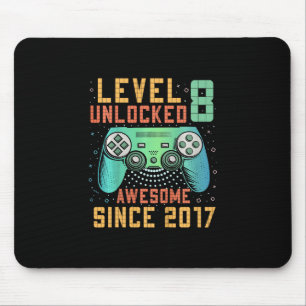 Kids Level 8 Unlocked 8th Birthday 8 Year Old Boy Mouse Pad