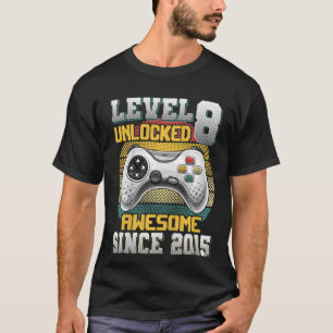 Kids Level 8 Unlocked Awesome 2015 Video Game 8th T-Shirt