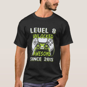 Kids Level 8 Unlocked Awesome 2015 Video Game 8th T-Shirt