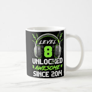 Kids Level 8 Unlocked Awesome Since 2014 8th Birth Coffee Mug