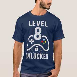 Kids Level 8 Unlocked Video Game 8th Birthday Vint T-Shirt