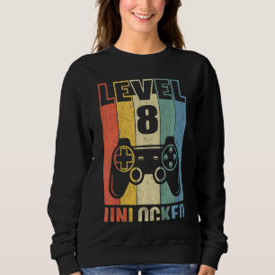 Kids Level 8 Unlocked Video Gamer 8th Birthday Sweatshirt
