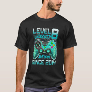 Kids Level 8 Unlocked Video Gamer 8th Birthday T-Shirt