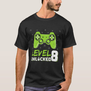 Kids Level 8 Unlocked Video Games Lover Gamer 8Th T-Shirt