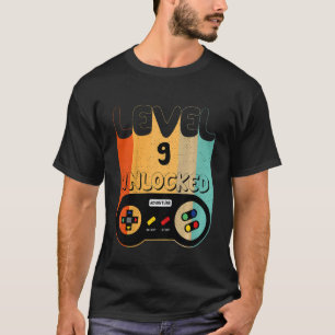 Kids Level 9 Unlocked Video Gamer 9th Birthday T-Shirt