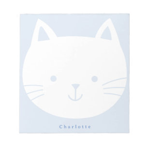 Kids Light Blue Kitty Personalised notepads