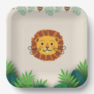 kids lion jungle theme party paper plate