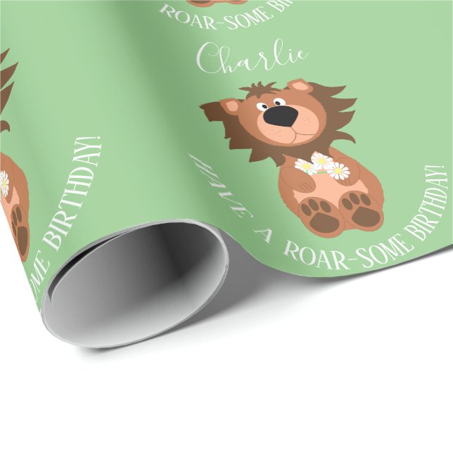 Kids Lion Roar-Some Personalised Wrapping Paper (Roll Corner)