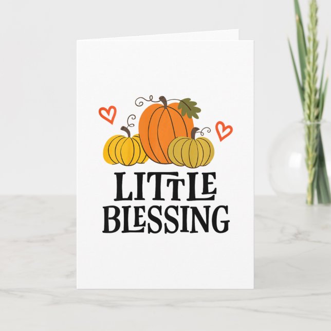 Kids Little Blessing Fall Thanksgiving Quote  Card (Front)