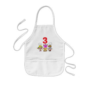 Kids Little Chef 3rd Birthday Making Cake Party Apron