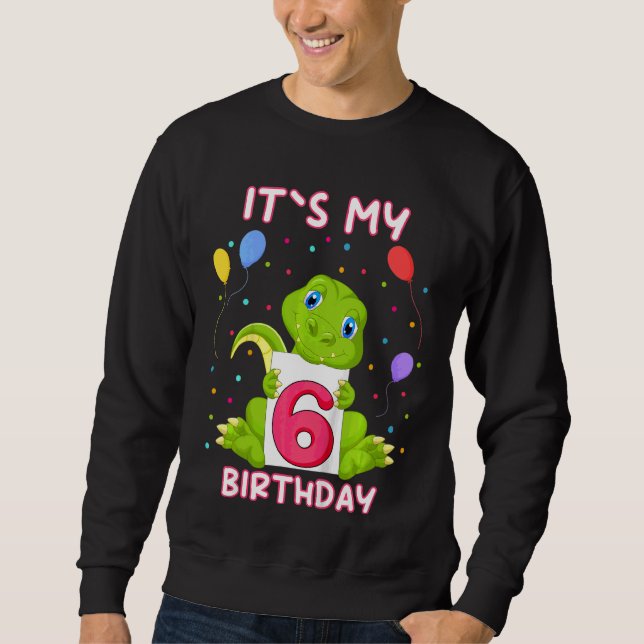 Kids Little Crocodile Aligator 6th Birthday My Bir Sweatshirt (Front)