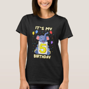 Kids Little Elephant 5th Birthday My Birthday T-Shirt