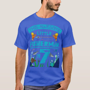 Kids Little Fisherman Is Now 7 Fishing Sea 7th Bir T-Shirt