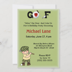 Kids Little  Golfer Invitation