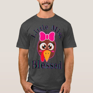 Kids Little Miss Blessed Thanksgiving Turkey Girl T-Shirt