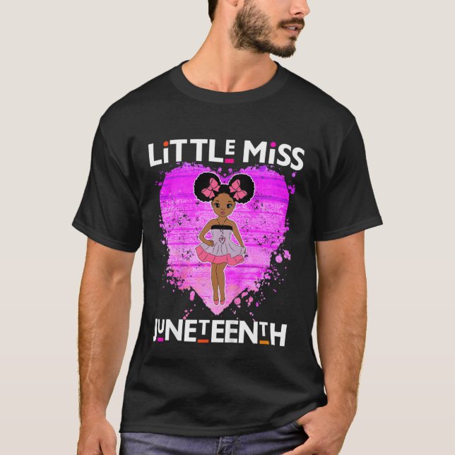 Kids Little Miss Juneteenth Black Girl Magic Brown T-Shirt (Front)