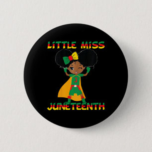 Kids Little Miss Juneteenth Cute Black Girl Melani 6 Cm Round Badge