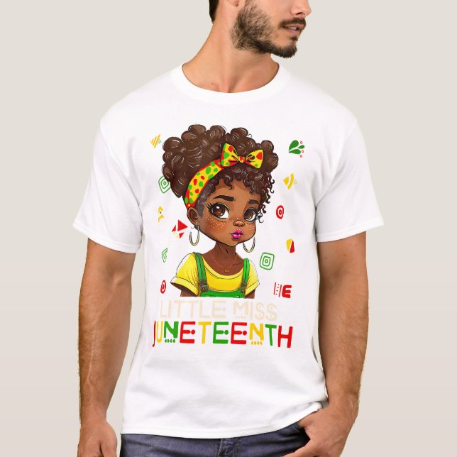  Kids Little Miss Juneteenth Girl Toddler Black Hi T-Shirt (Front)