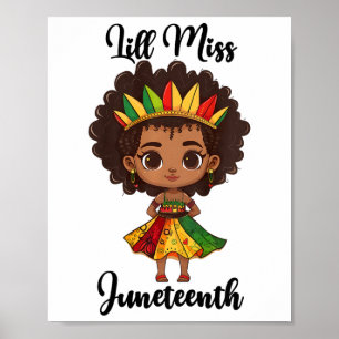 Kids Little Miss Juneteenth Little Black African T Poster
