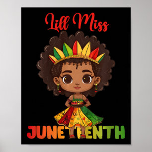 Kids Little Miss Juneteenth Little Black African T Poster