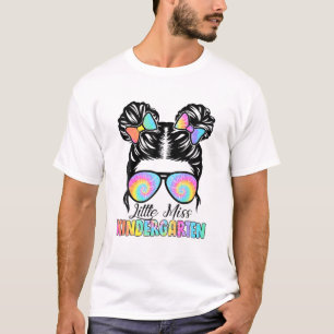 Kids Little Miss Kindergarten Messy Bun Sunglasses T-Shirt