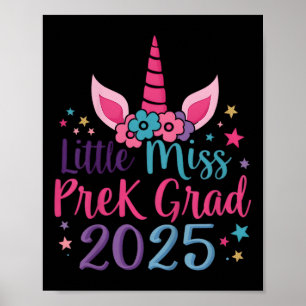 Kids Little Miss Pre-k Grad Preschool Girls Prek G Poster