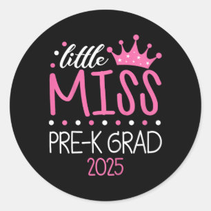 Kids Little Miss Pre-k Grad Preschool Prek Graduat Classic Round Sticker