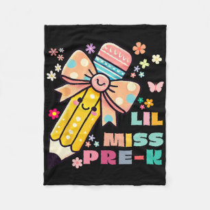 Kids Little Miss Pre K Pencil Bow For Girls Day Of Fleece Blanket