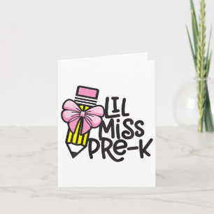 Kids Little Miss Pre-k Shirt Ck To School Pre Kind Card