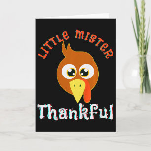 Kids Little Mister Thankful Thanksgiving Turkey Bo Card