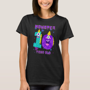 Kids Little Monster 10 Year Old Happy 10th Birthda T-Shirt
