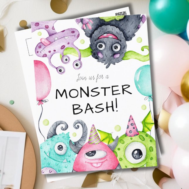 Kid's Little Monster Birthday Party Invitation Postcard (Creator Uploaded)