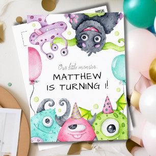 Kid's Little Monster Birthday Party Invitation Postcard