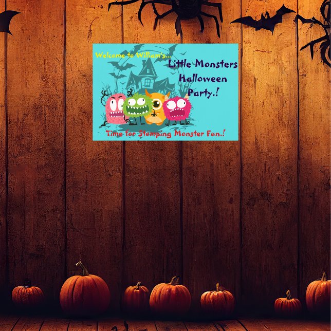 Kids Little Monsters Halloween Party Poster (Little Monsters Halloween Party Wall Poster)
